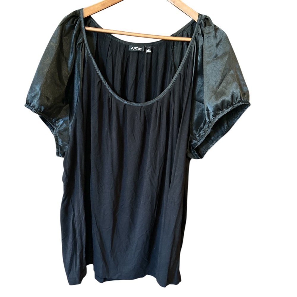 Apt. 9 Black Women's Short-Sleeve Blouse / Top with Satin Sleeves Size 3X